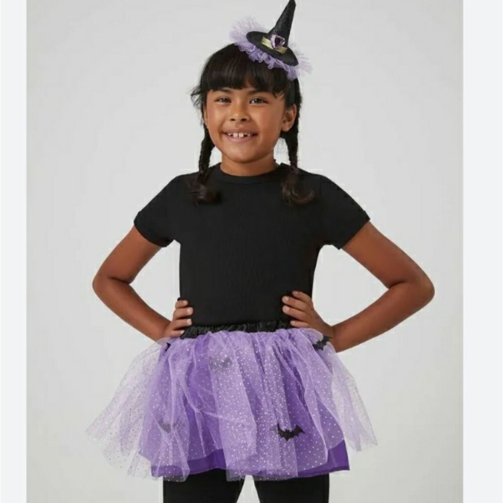 Forever 21 Purple Halloween Costume with Sparkly Tulle Kids Witch Costume OS